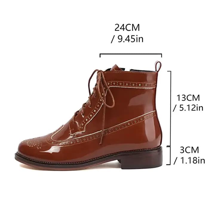 SIMLOVEYO 2025 brillant femmes bottines bout rond bloc talons 3.5 cm fermeture éclair à lacets grand