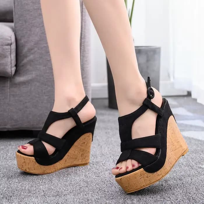 Sandales compensées à plateforme pour femme, chaussures d'été décontractées à bout ouvert, talon de 11 cm, semelle épaisse, avec bride de cheville et boucle, tailles 33-40