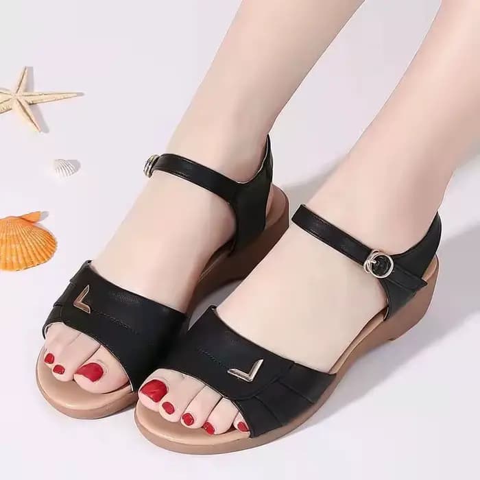 Sandales à Talons Compensés en Cuir pour Femme