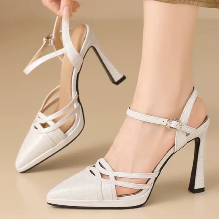 【JOCHEBED HU】Chaussures à talons pour femmes, sandales en tissu spécial, chaussures d'été à talon ti