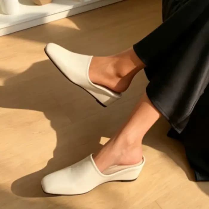 Nouvelles Mules pour Femme, Sandales à Talons Compensés Mi-Hauts, Tongs Slingback Confortables et Tendance pour la Marche