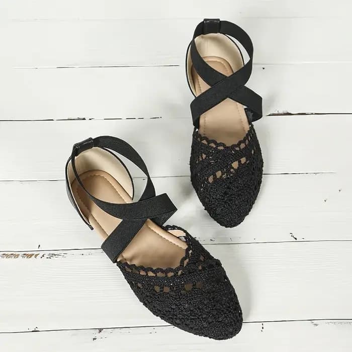 Sandales pour femmes à lacets croisés, bout ouvert, bout pointu, talon plat, ultra confortables, respirantes, chaussures décontractées pour l'automne