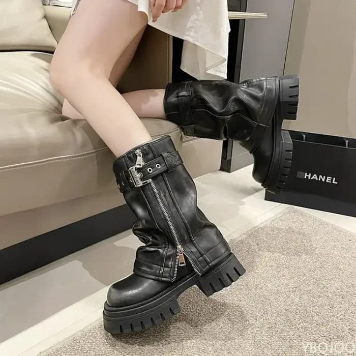 Bottes de Cowboy occidentales rétro marron pour femmes, bottes courtes de styliste, Slim, épais et e