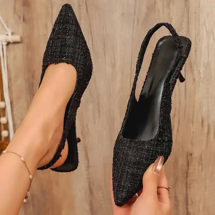 Escarpins à talons hauts en Tweed bleu pour femmes