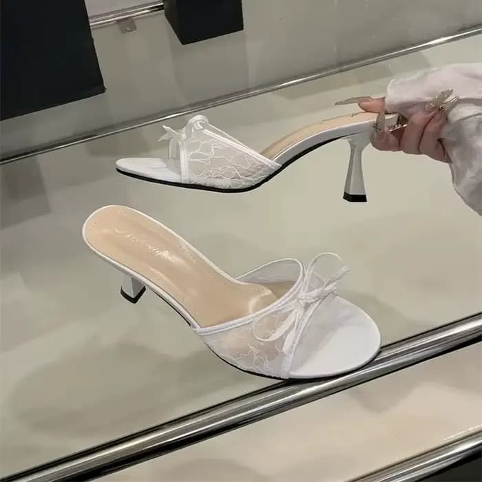 Nouvelles sandales plates à talon fin et bout ouvert pour femmes, style français, à lacets, à talon