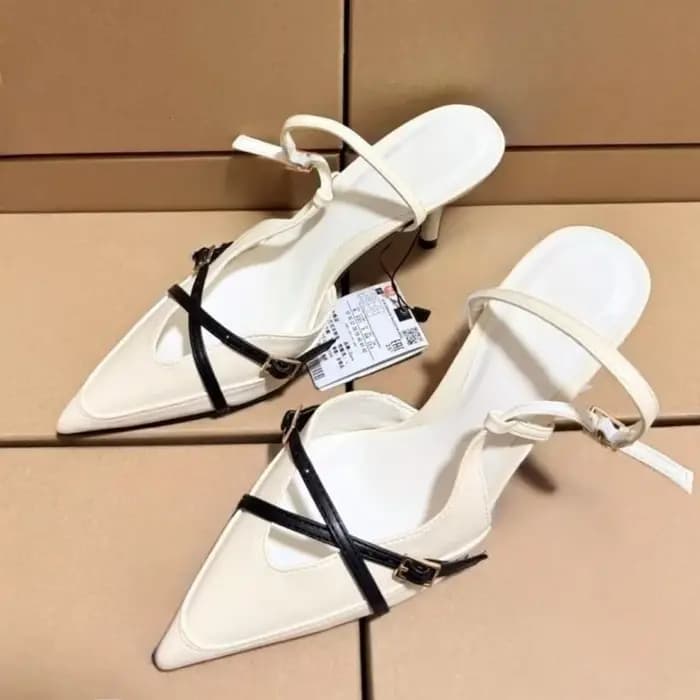 Talons hauts été concepteur femmes sandales modernes boucle de ceinture croisée élégant bureau Slingbacks Sexy bout pointu dame chaussures habillées