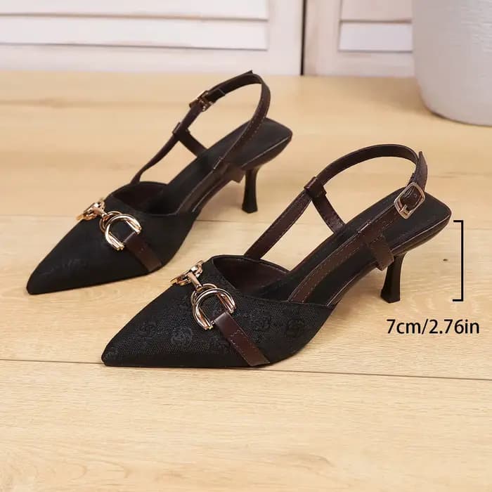 Sandales pour femmes 2025 mode été boucle à semelles fines avec talon moyen pointu imprimé sandales