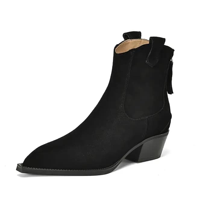 Bottines occidentales en daim naturel pour femmes