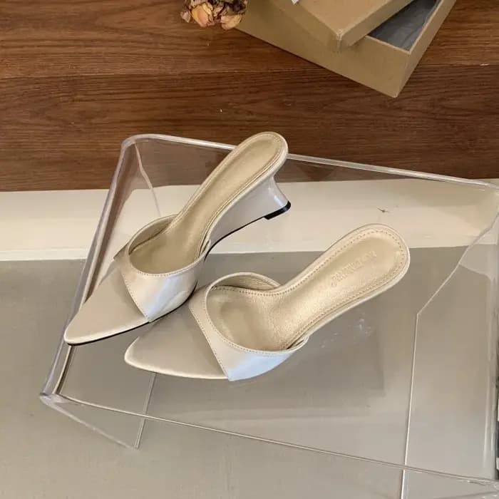 Chaussures pour femmes et jeunes filles, style pantoufle, mode été 2026, élégantes, à talons hauts, à talon compensé, à bout pointu, pour extérieur et banquets, 2018