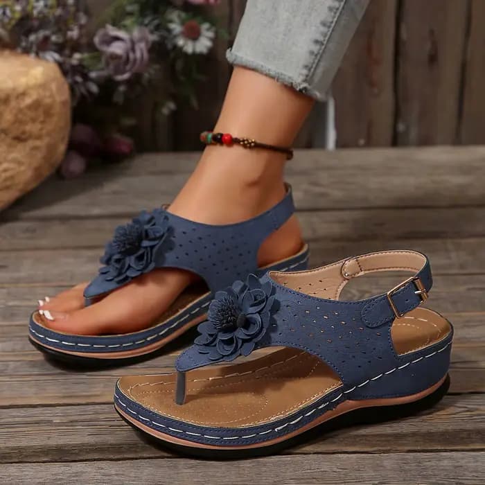 Sandales florales pour femmes 2025 – Chaussures compensées d'été à plateforme