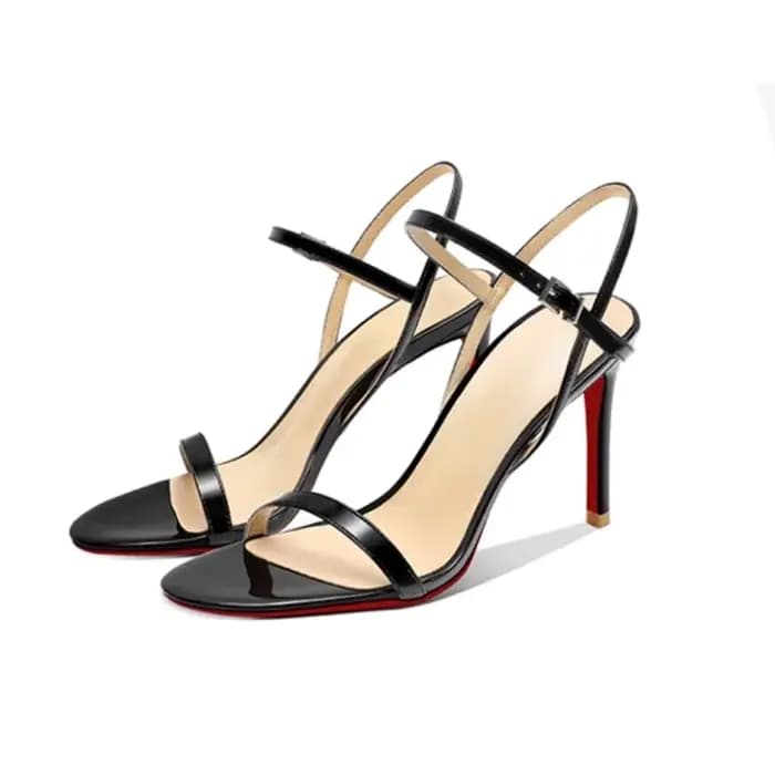 Nouvelles sandales à talons hauts de tempérament en cuir verni argenté pour femmes avec orteils exposés, talons fins et chaussures simples confortables