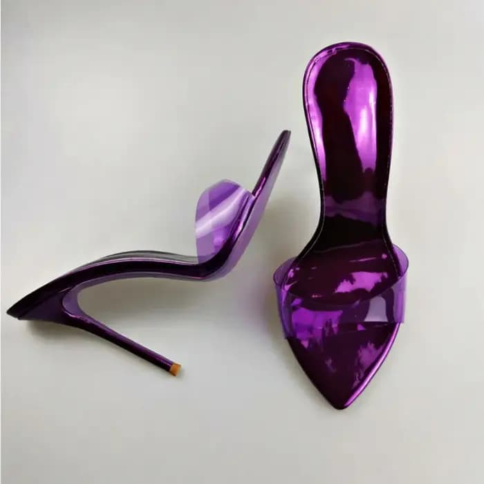 Pantoufles en PVC à Talons Hauts et Pointus pour Femme