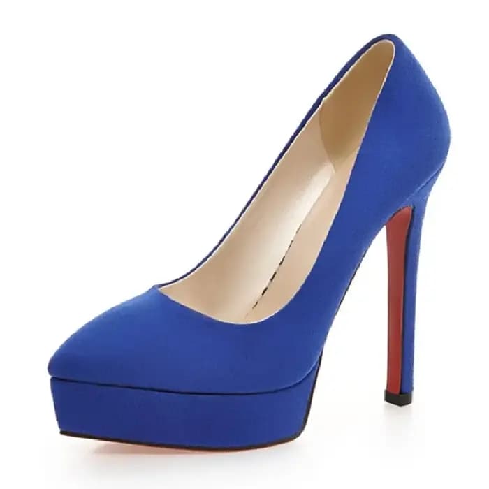 Escarpins à plateforme pour femmes, 13cm, talon haut, bout pointu, bleu, rouge, troupeau, décontracté, fête, bureau, Sexy, à enfiler, Stiletto fin