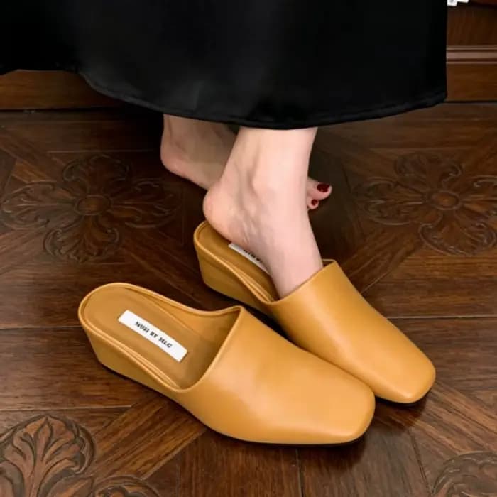 Nouvelles Mules pour Femme, Sandales à Talons Compensés Mi-Hauts, Tongs Slingback Confortables et Te