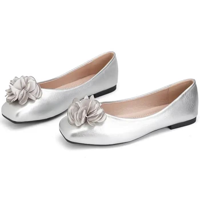 Nouvelles Chaussures Plates pour Femme à Bout Carré, Ornées de Fleurs, à Talon Bas, Style Mule, à Décolleté Bas