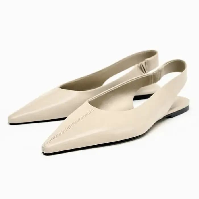 Ballerines en cuir verni noir pour femmes, sandales plates Sexy à bout pointu, Slingback en cuir souple, chaussures de bureau confortables pour femmes