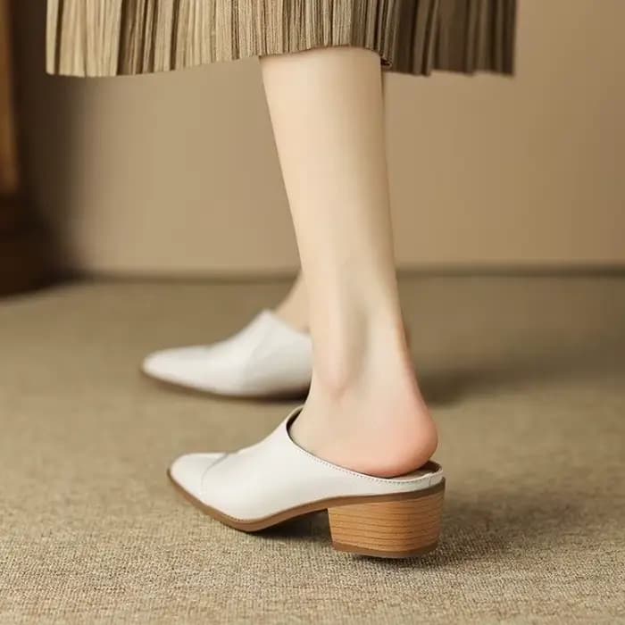 Mules Sexy à talons hauts pour femmes, pantoufles à semelle en cuir, Mules à plateforme à bout pointu, chaussures à enfiler