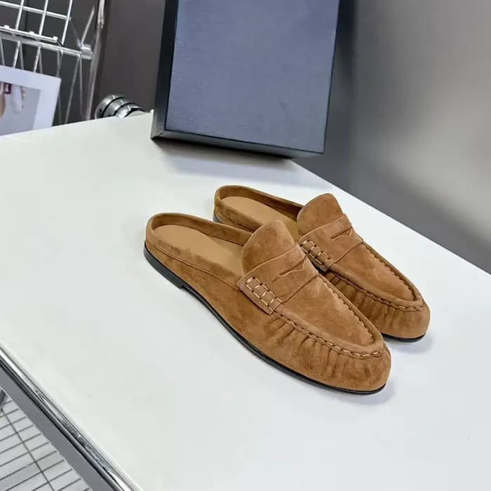 Mules plates confortables en cuir véritable pour femmes, à enfiler, souples et décontractées, avec d