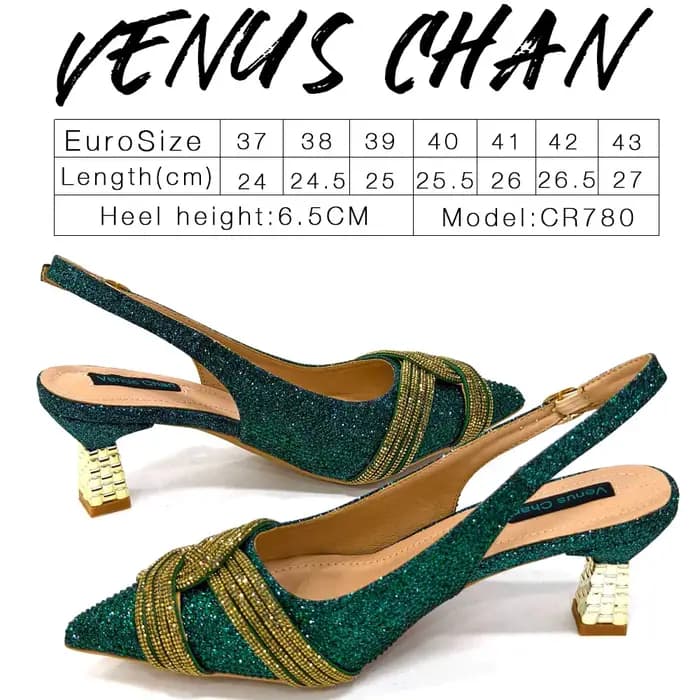 Venus Chan-Nigerian talon fête pour femmes chaussures et sac ensemble couleur Champagne strass sac à main Design italien