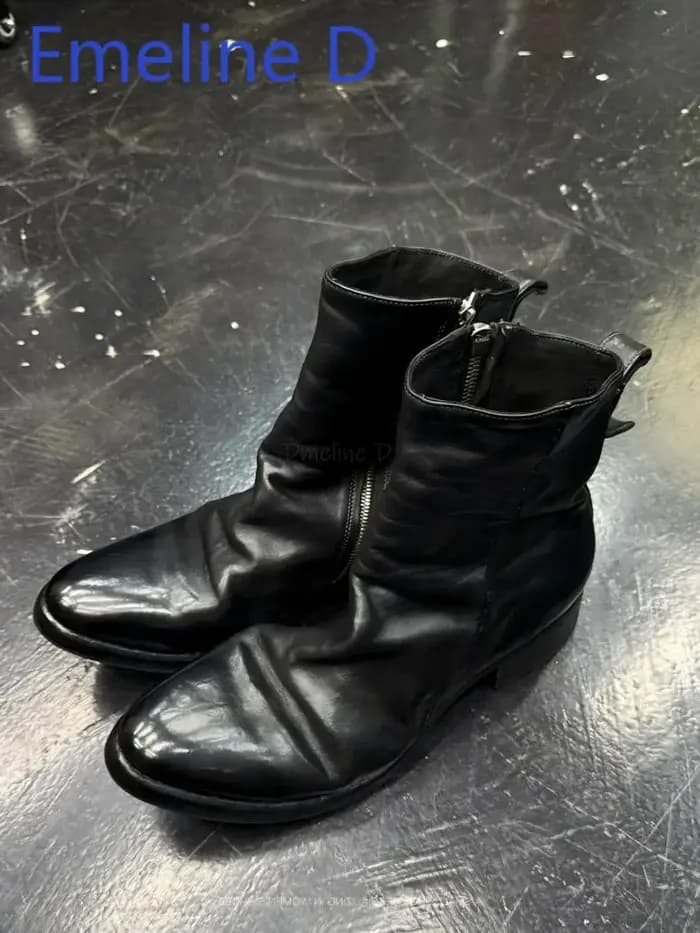 Bottes courtes plissées verticales avec fermeture éclair latérale