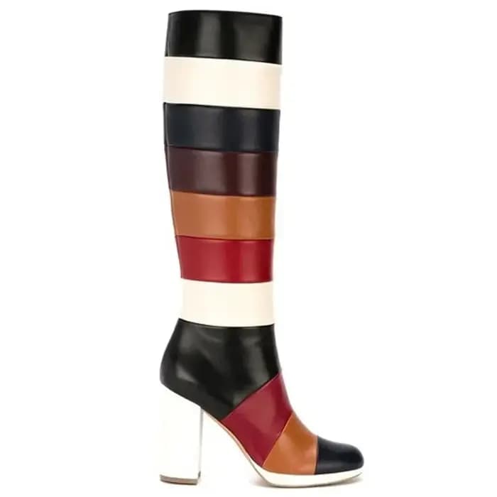 Cuir mat couture genou bottes hautes Sexy bout pointu solide talon carré Accetp personnalisé nouveautés mode femmes bott