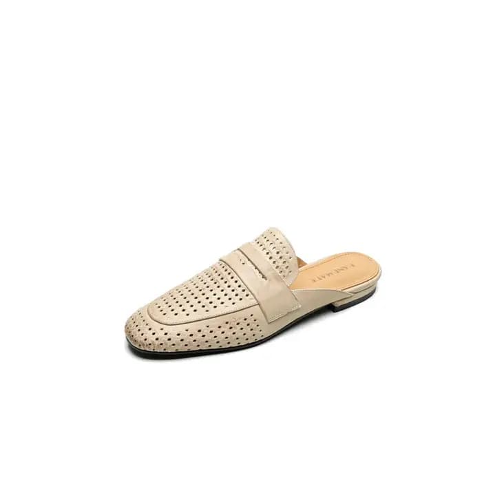 Mules d'été en cuir véritable pour femmes