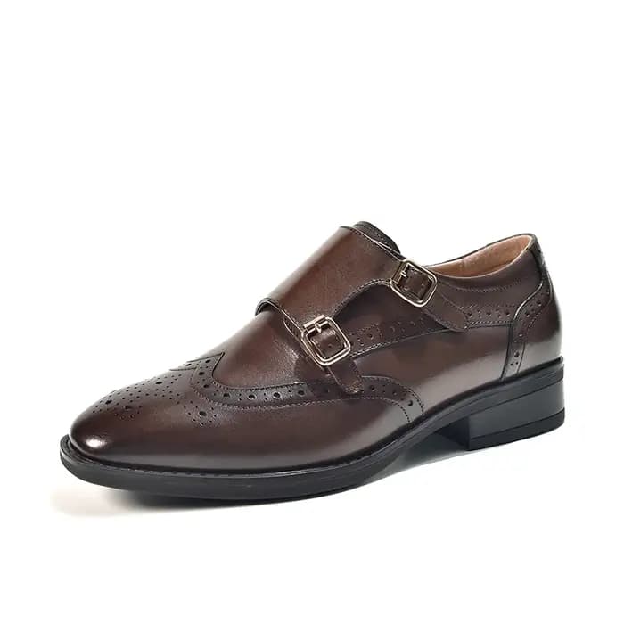 BeauToday-Chaussures moine en cuir de vache véritable pour femme