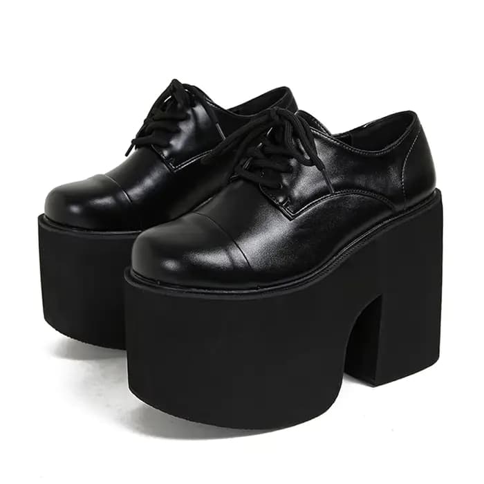 Gdgydh femmes escarpins à talons épais à lacets élégant Oxford plate-forme pompes pour femmes hauteu