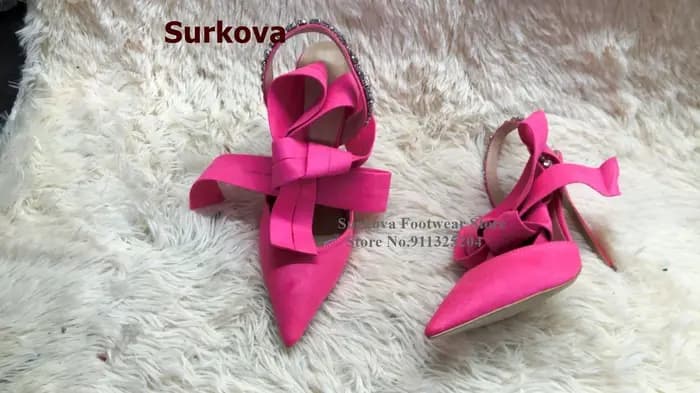 Surkova-Chaussures à Talons Hauts Slingback avec Sangle en Strass Scintillant