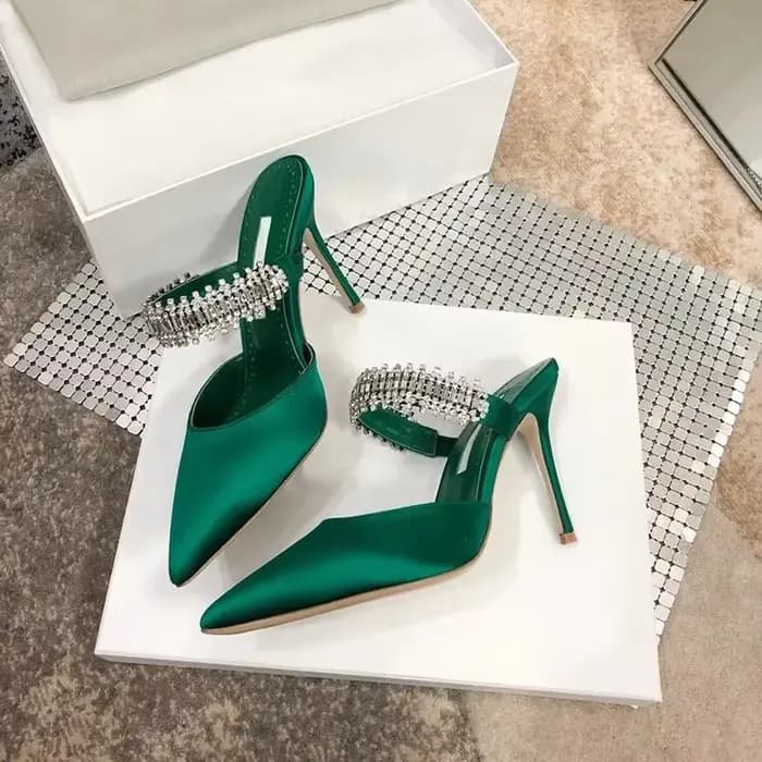 Chaussures à talons hauts et strass en satin pour femmes européennes et américaines