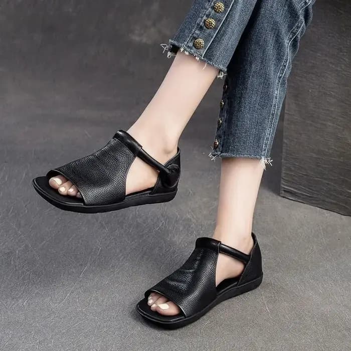 Sandales d'été en cuir de vachette première couche Summer Mint Mambo Dopamine pour femmes