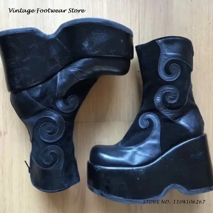 Bottines à plateforme en cuir suédé tourbillonnant