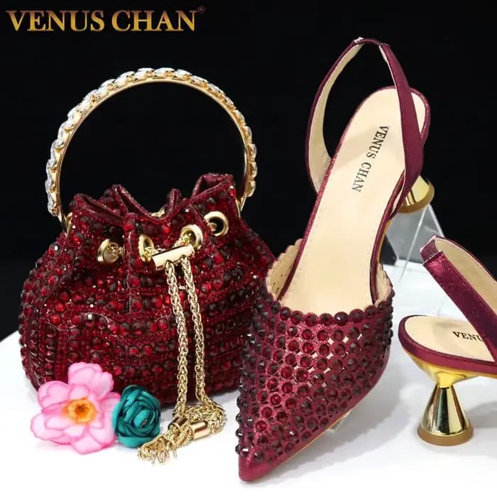 Venus Chan – escarpins à bout pointu pour femmes, chaussures et sacs italiens élégants, couleur vin,