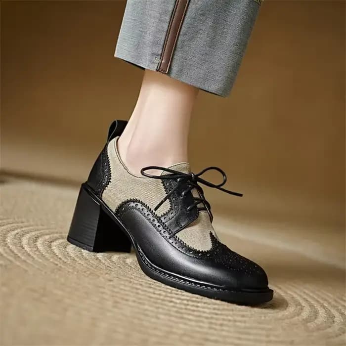 Escarpins en cuir de vache à talons hauts pour femmes, mocassins à la mode, chaussures rondes, desig