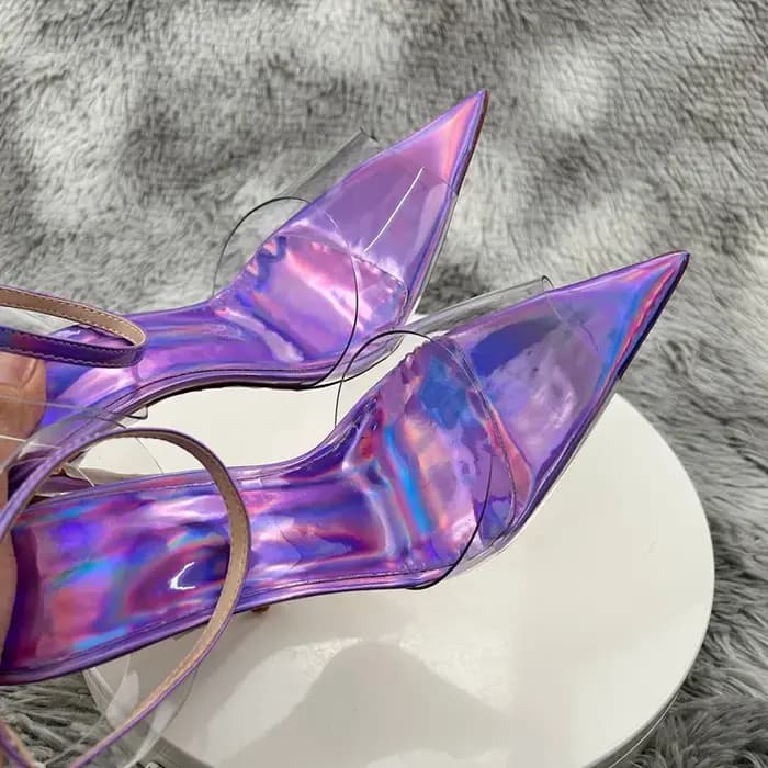 Sandales d'été sexy en PVC violet laser pour femmes