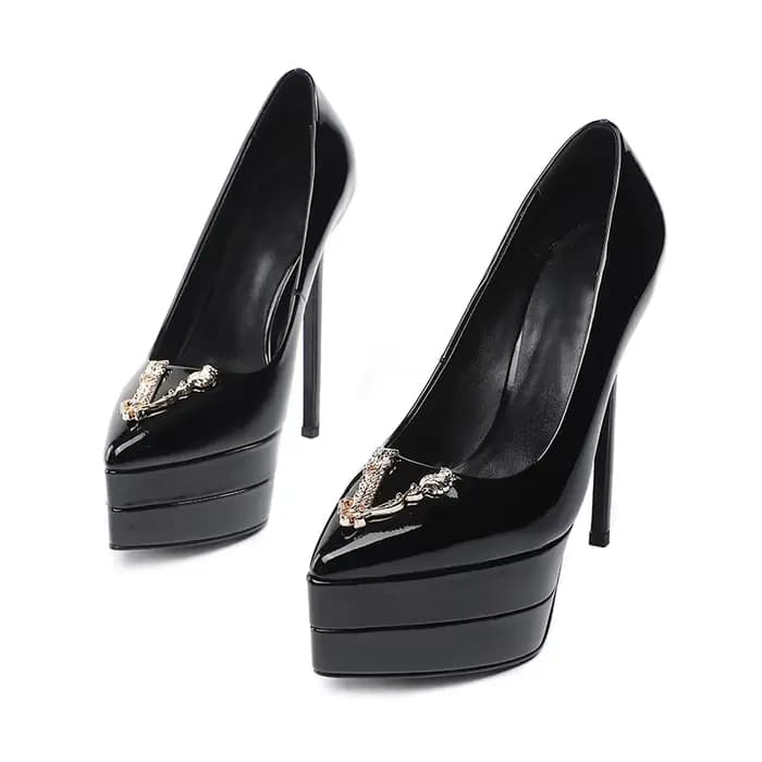 2023 15cm talon aiguille pointu laque cuir mode talons hauts sexy fête de mariage marque de luxe talons hauts chaussures pour femmes