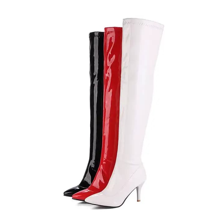 REAVE-Bottes pointues à enfiler pour femmes, chaussures de rinçage, talon haut fin, 8cm, grandes tai