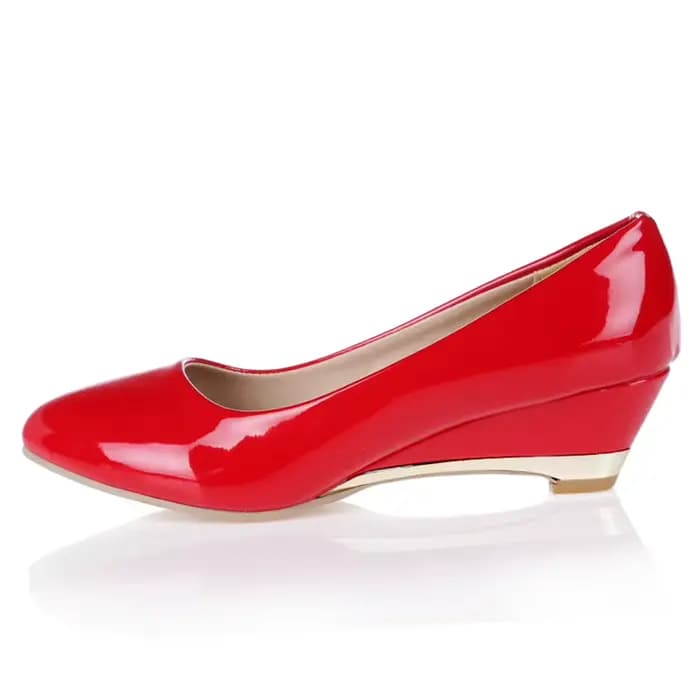 Chaussures compensées décontractées pour femmes, escarpins classiques à talons bas, rouge et blanc, pour fête, mariage, bureau, grande taille 45 48