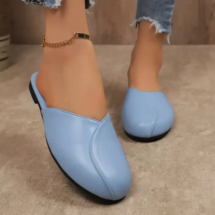 Mules élégantes pour femmes, plates, à bout fermé, en similicuir, style minimaliste, décontractées, pour le bureau, chaussures sans talon