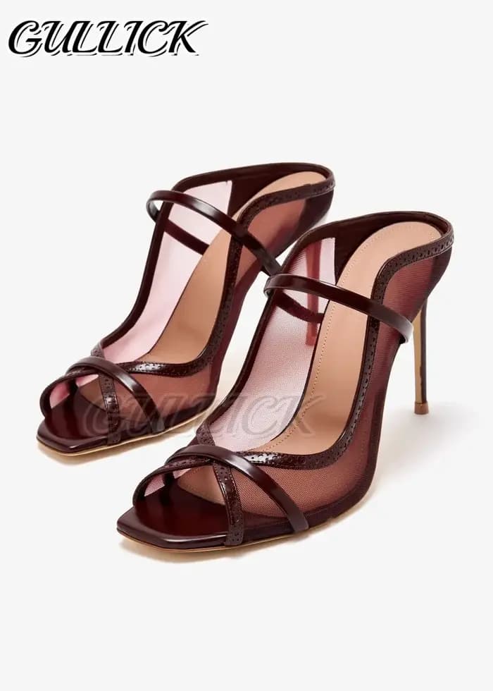 Sandales mules rouge bordeaux