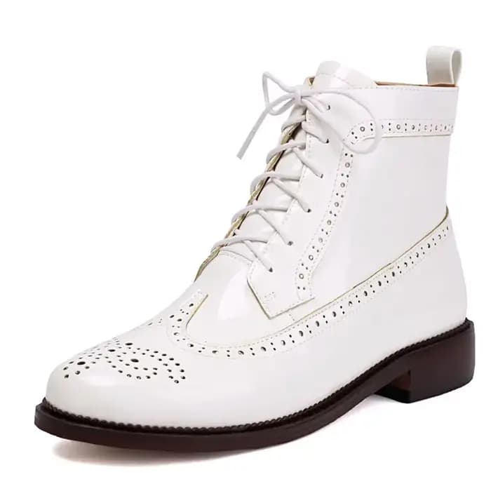 SIMLOVEYO 2025 brillant femmes bottines bout rond bloc talons 3.5 cm fermeture éclair à lacets grande taille 46 47 48