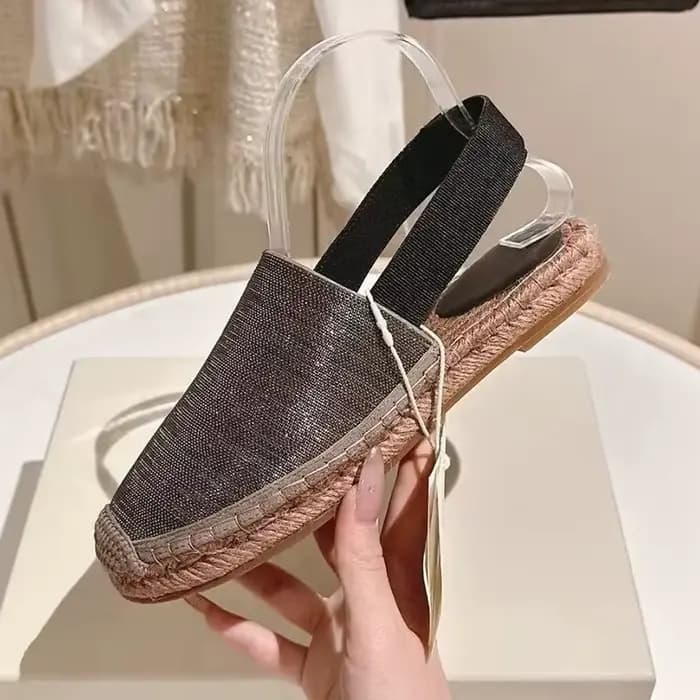 Chaussures de pêcheur femmes chaîne perle Baotou sandales plates corde de chanvre tissage semelle épaisse Sandalias