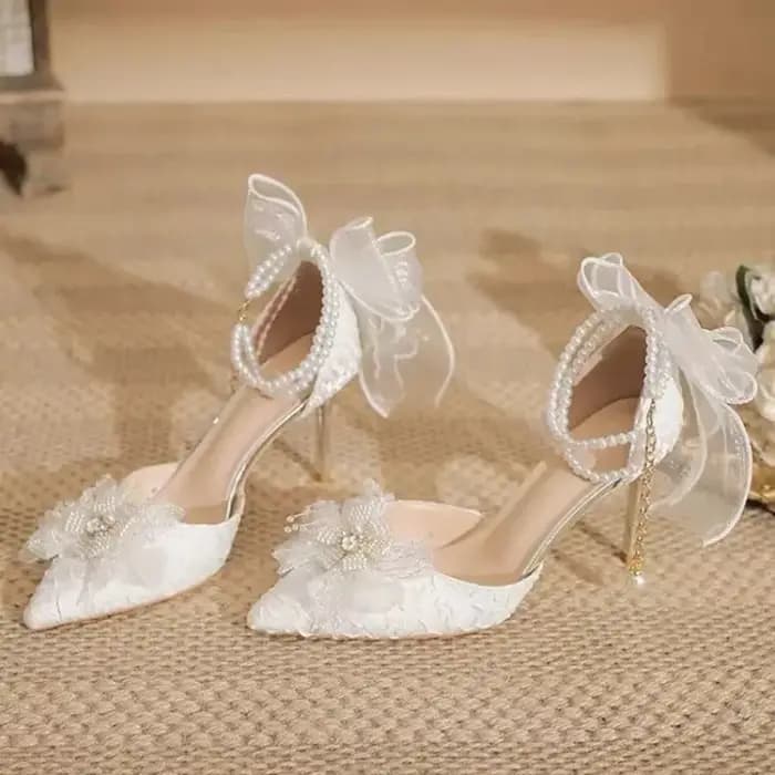 2025 bout pointu nœud femmes Stiletto Hee élégant grande taille chaussures à talons fins