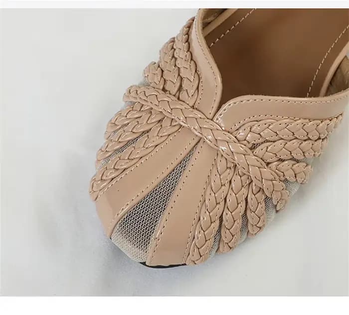 Sandales plates pour femmes de marque, à semelle souple, tressées, avec bride à boucle, style romain, pour l'été