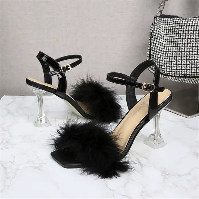 Sandales carrées à talons hauts pour femmes, chaussures de strip-teaseuse de mariage pour dames, fou