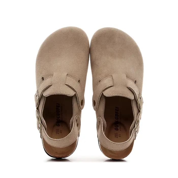 Sabots en daim pour femmes – Sandale sabot slingback réglable avec boucle
