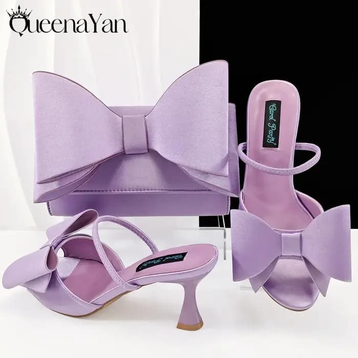Queena Yan 2025 été nouveau Design spécial italien femmes chaussures à talons et ensemble de sacs couleur bleu Royal