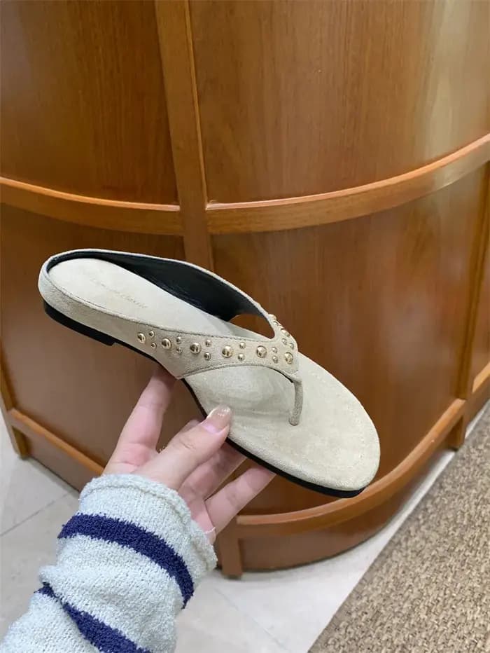 Sandales à talon épais rétro pour femmes, style estival polyvalent, sandales plates pour les vacances, tongs décontractées de plage