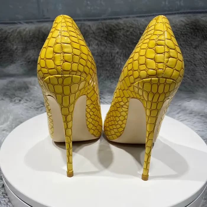 Talons hauts pointus pour femmes, aiguille jaune néon, talons hauts élégants, sexy, fête, grands 10,