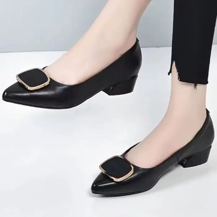 Chaussures à talons carrés et bout pointu pour femmes, escarpins décontractés à enfiler, de haute qu